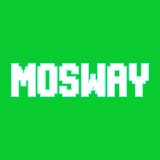 Mosway logo — white MOSWAY pixel text on green